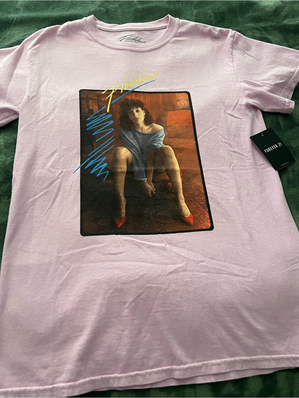 Forever 21 Lilac Short-Sleeve Tee with Vintage Photo Graphic and Red Accents